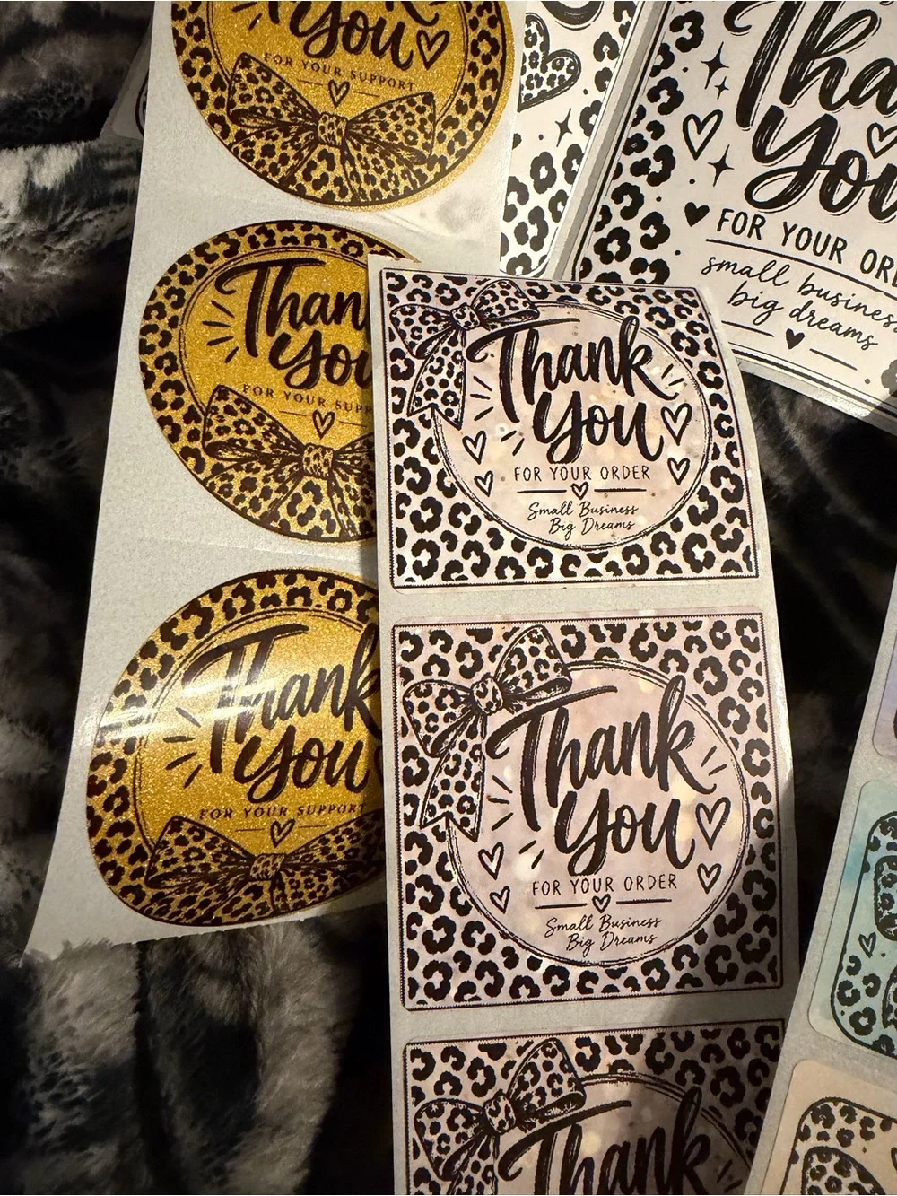 50 count Thank You Sticker Pack - Iridescent Pastel Leopard Thank You Labels